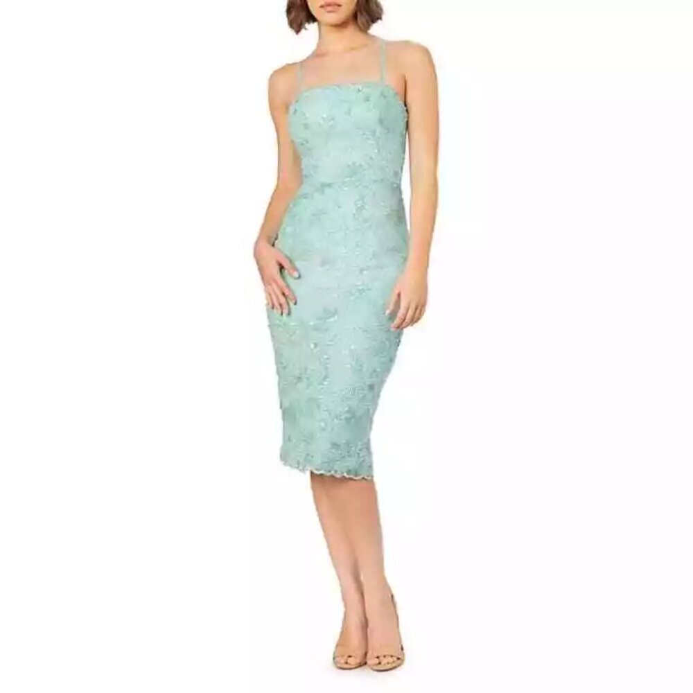 NWT Dress The Population Josselyn Mint Beaded & Sequin Midi-Dress. Sz: M